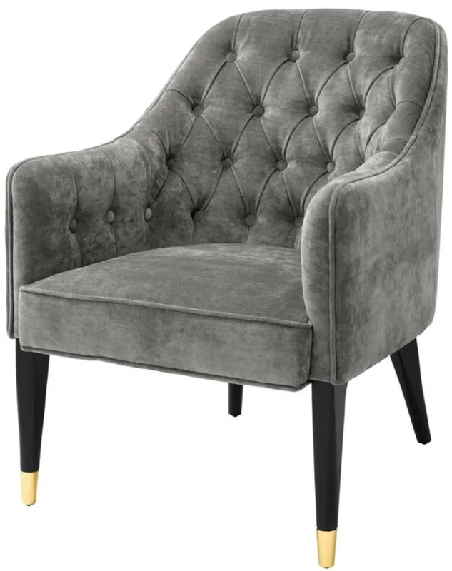 Markenware Casa Padrino Luxus Sessel Grau / Schwarz / Gold 65 x 80 x H. 88 cm - Chesterfield Möbel
