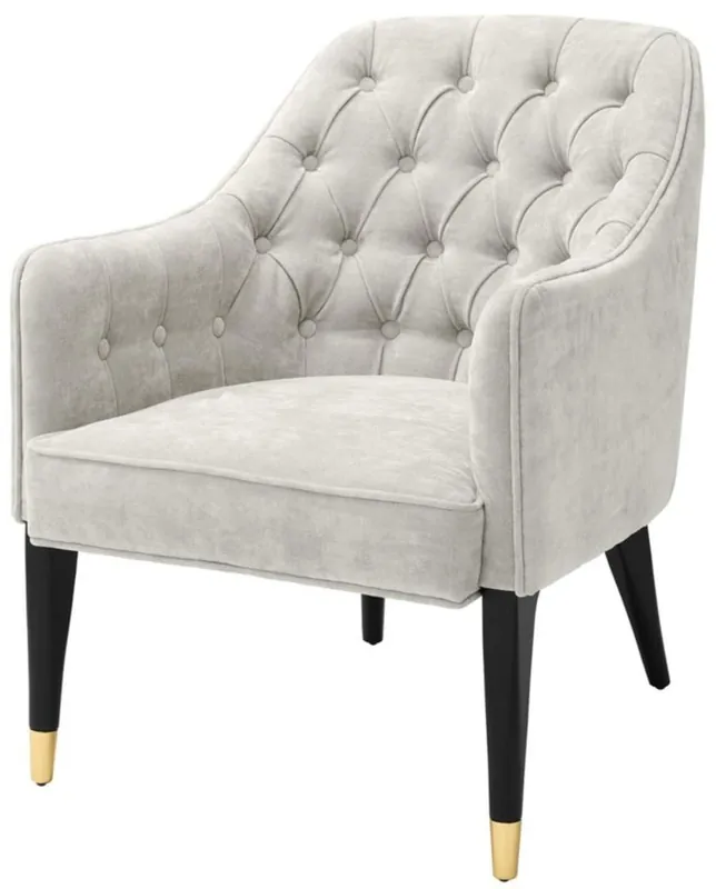 Neue Ware Casa Padrino Luxus Sessel Sandfarben / Schwarz / Gold 65 x 80 x H. 88 cm - Chesterfield Möbel
