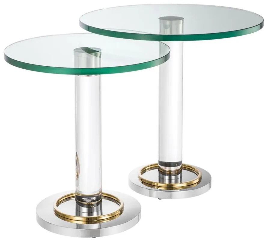 Finale Aktion Casa Padrino Luxus Wohnzimmer Beistelltisch Set Silber / Gold - Wohnzimmermöbel