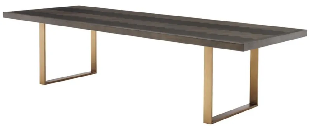 Casa Padrino Luxus Esstisch Dunkelbraun / Messing 300 x 115 x H. 75 cm - Luxus Esszimmertisch Nur Heute