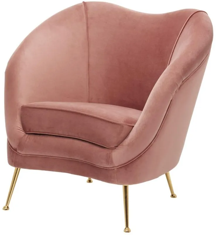 Knallerangebot Casa Padrino Luxus Salon Sessel Rosa / Messing 85 x 77 x H. 80 cm - Luxus Kollektion