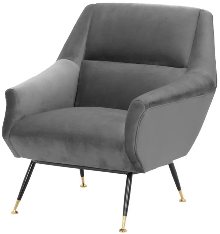 Neuheit Casa Padrino Luxus Salon Sessel Grau / Schwarz / Messing 75 x 75 x H. 78 cm - Hotel Möbel
