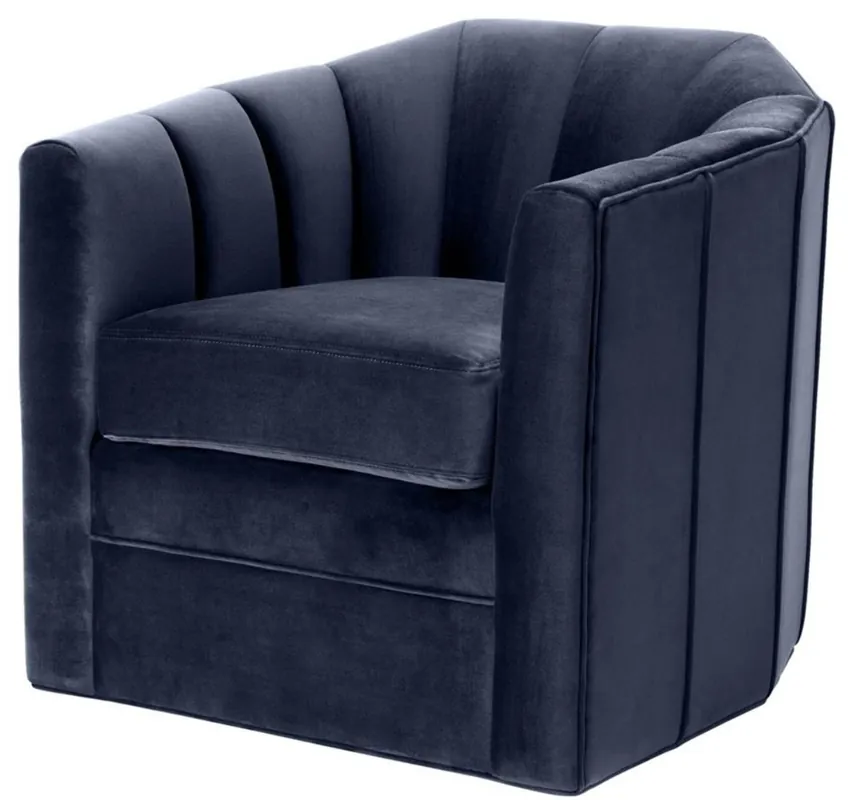 Casa Padrino Luxus Drehsessel Mitternachtsblau 84 x 85 x H. 77 cm - Wohnzimmer Sessel Letzte Chance