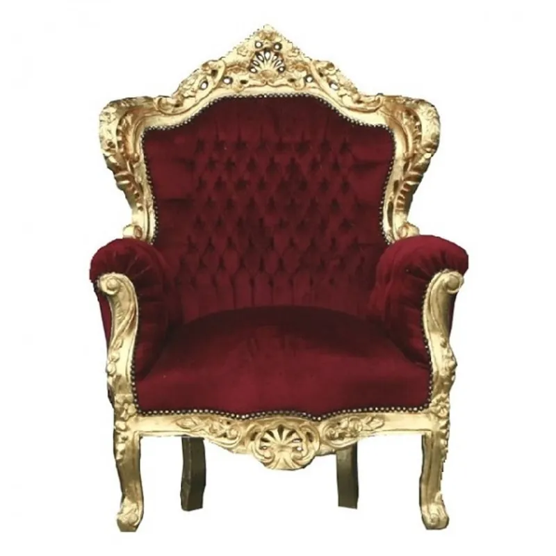 Neu Casa Padrino Barock Sessel "King" Bordeaux / Gold Thron Stuhl