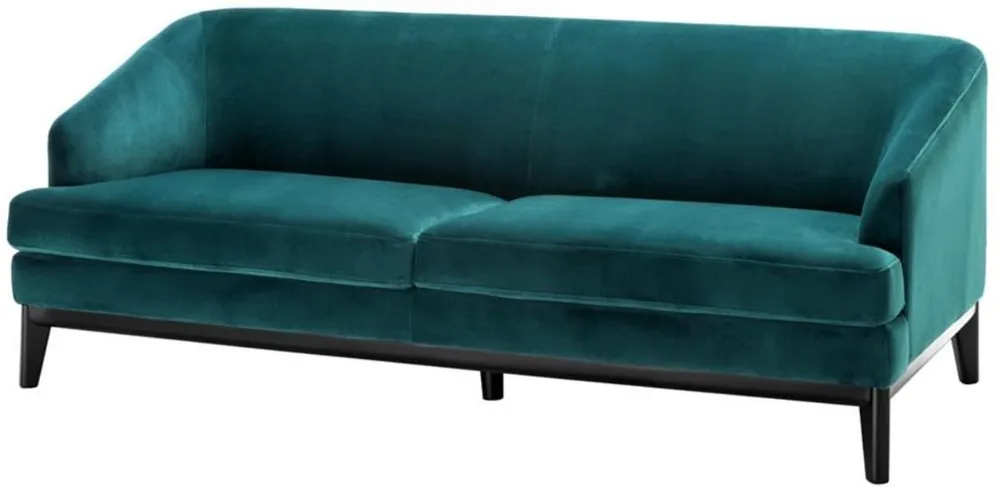 Casa Padrino Luxus Wohnzimmer Sofa Meergrün / Schwarz 195 x 90 x H. 75 cm - Luxus Möbel Wochenendangebot