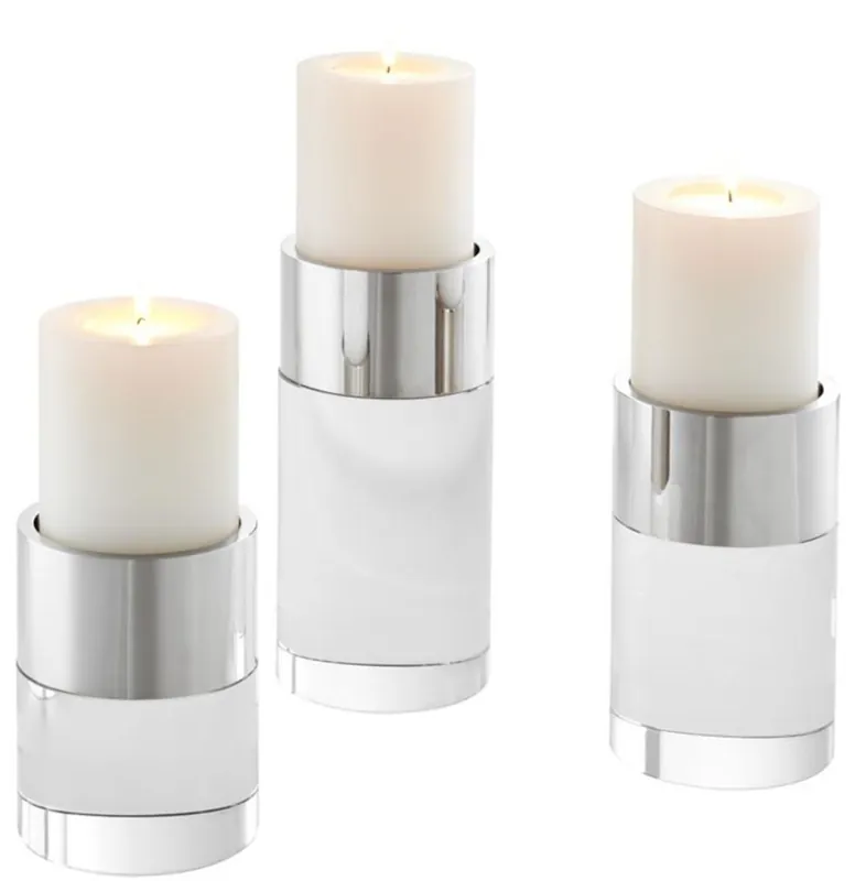 Aktuell Casa Padrino Luxus Kristallglas Kerzenhalter Set Silber - Wohnzimmer Deko