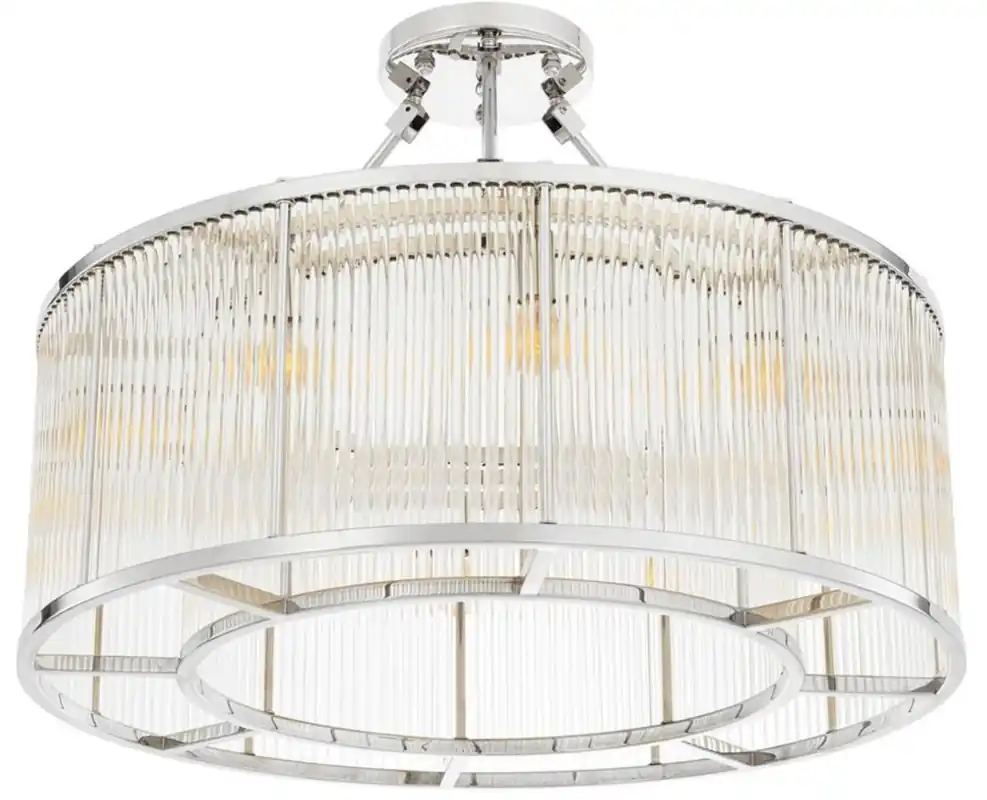 Casa Padrino Deckenleuchte Silber Ø 80 x H. 61 cm - Luxus Wohnzimmer Deckenlampe Finale Aktion