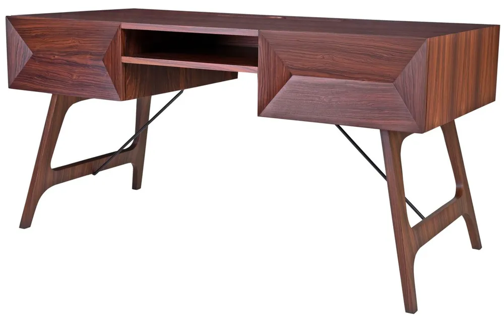 Preisreduziert Casa Padrino Luxus Rosenholz Schreibtisch mit 2 Schubladen Braun 150 x 70 x H. 76 cm - Luxus Büromöbel
