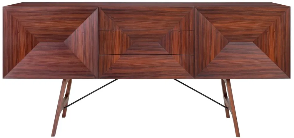 Casa Padrino Luxus Rosenholz Sideboard mit 2 Türen und 3 Schubladen Braun 200 x 50 x H. 90 cm - Luxus Qualität Kracherpreis