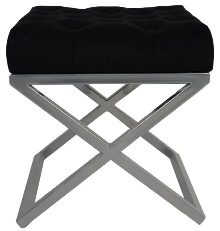 Abverkauf Casa Padrino Luxus Hocker / Kreuzhocker 45 x 45 x H. 47 cm - Verschiedene Farben - Chesterfield Sitzhocker