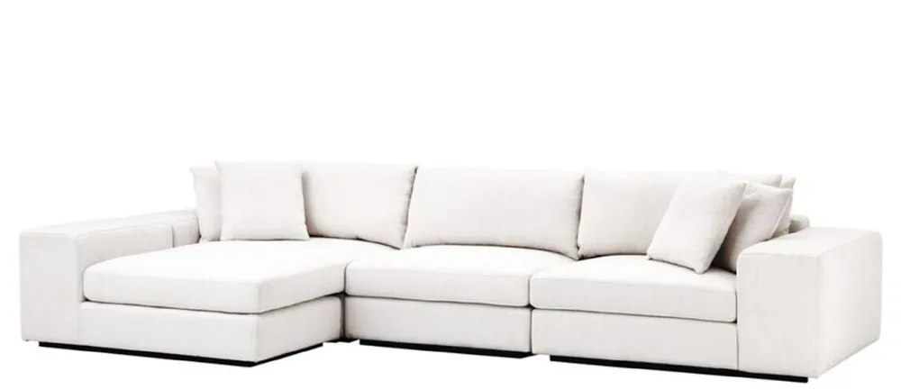 Casa Padrino Luxus Wohnzimmer Ecksofa Weiß / Schwarz 380 x 200 x H. 90 cm - Luxus Möbel Markenware