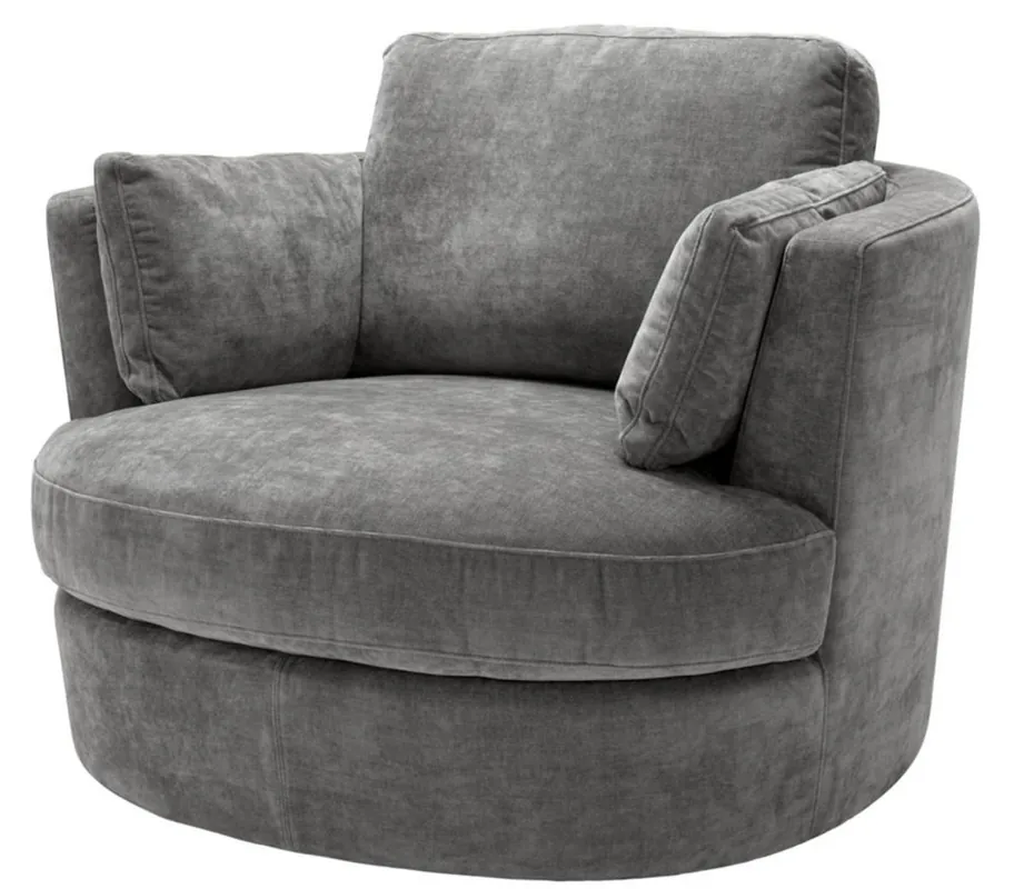 Casa Padrino Luxus Sessel / Drehsessel Grau 110 x 100 x H. 70 cm - Wohnzimmermöbel Sale