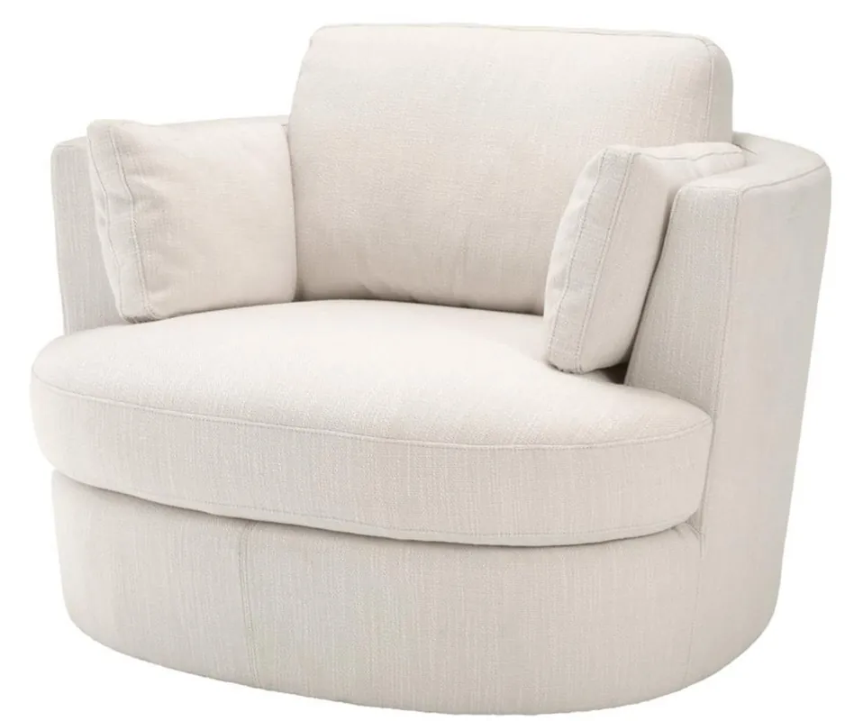 Top-Preis Casa Padrino Luxus Sessel / Drehsessel Weiß 110 x 100 x H. 70 cm - Wohnzimmermöbel