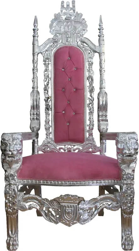 Casa Padrino Barock Thron Sessel Rosa/Silber mit Bling Bling Glitzersteinen Königssessel- Hochzeitssessel - Riesensessel Sichere Zahlung