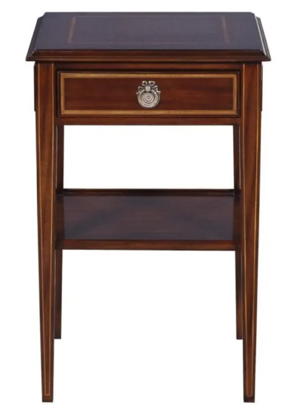 Rabatt Casa Padrino Luxus Jugendstil Mahagoni Holz Wohnzimmer Beistelltisch mit Schublade Dunkelbraun / Gold 40 x 40 x H. 61 cm - Luxus Qualität
