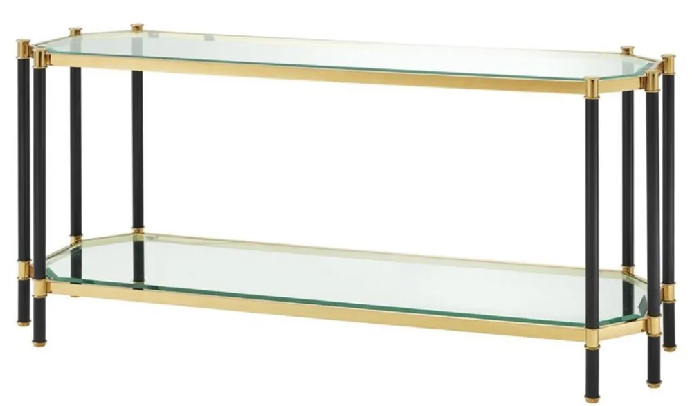Casa Padrino Wohnzimmer Konsolentisch Gold / Schwarz 169 x 53,5 x H. 75,5 cm - Luxus Konsole Rabatt