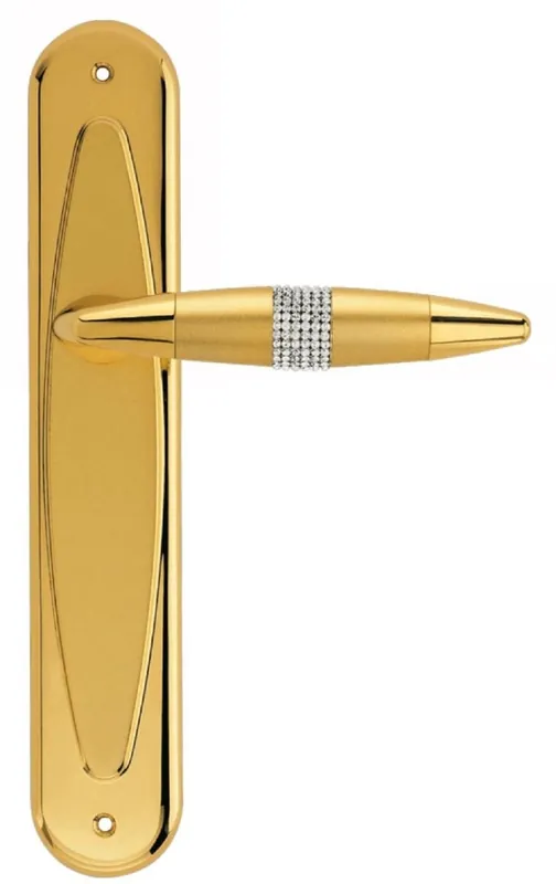 Kracherpreis Casa Padrino Luxus Türklinken Set Gold 16 x H. 27,5 cm - Türgriffe besetzt mit Swarovski Kristallen