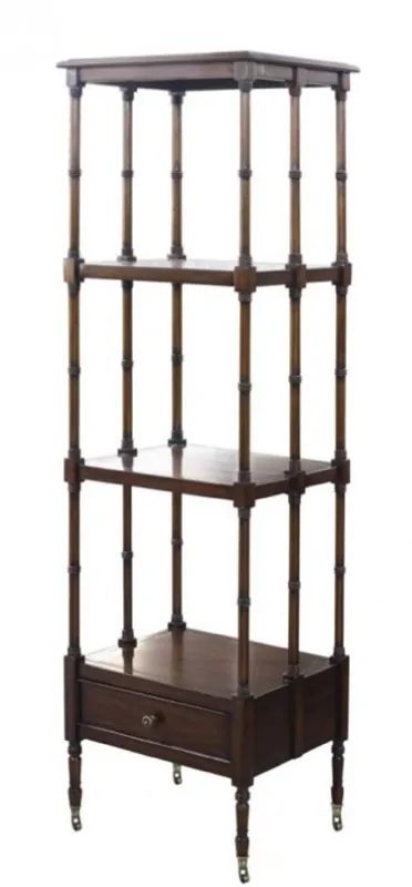 Heißes Angebot Casa Padrino Luxus Wohnzimmerschrank / Regalschrank mit Schublade Dunkelbraun 44 x 36 x H. 163 cm - Luxus Wohnzimmermöbel