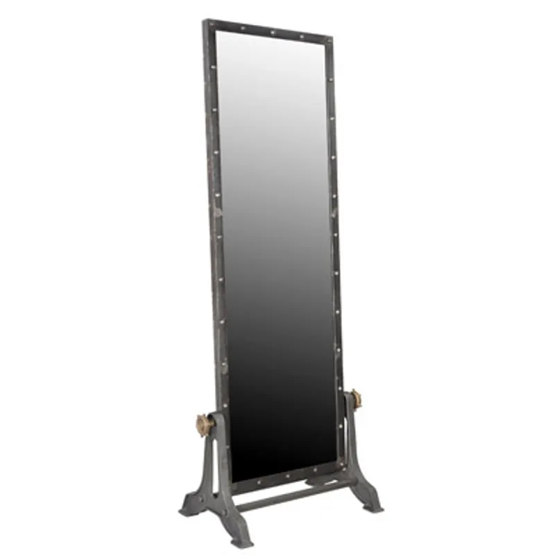 Casa Padrino Vintage Industrial Standspiegel Aluminium schwenkbar 194 cm - Möbel Metall Spiegel Neue Ware