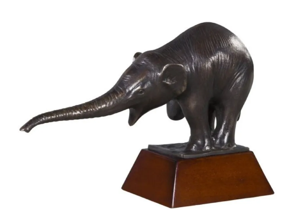 Nur Für Kurze Zeit Casa Padrino Luxus Bronzefigur mit Holzsockel Elefant Bronze / Braun 42 x 17 x H. 29 cm - Luxus Dekoration