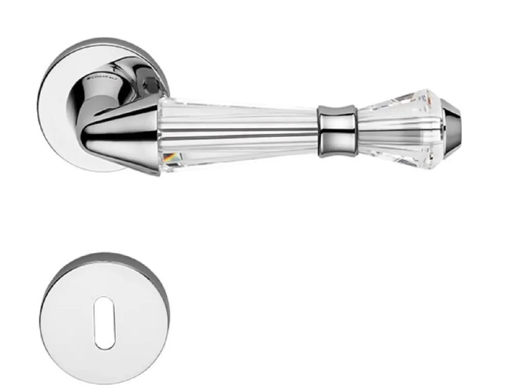 Casa Padrino Luxus Türklinken Set Silber 15,8 x H. 5,2 cm - Verchromte Messing Türgriffe mit Swarovski Kristallglas Billig