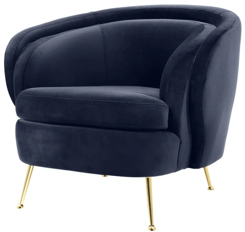 Schnäppchen Casa Padrino Luxus Wohnzimmer Samtsessel Mitternachtsblau / Messingfarben 92 x 85 x H. 79 cm - Luxus Möbel