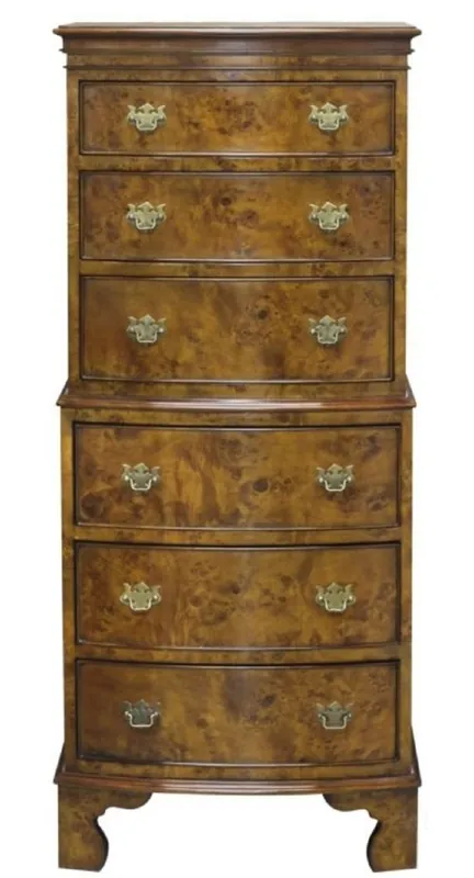 Casa Padrino Luxus Jugendstil Kommode mit 6 Schubladen Hellbraun 55,3 x 41,8 x H. 132,5 cm - Barock & Jugendstil Möbel Preisknaller