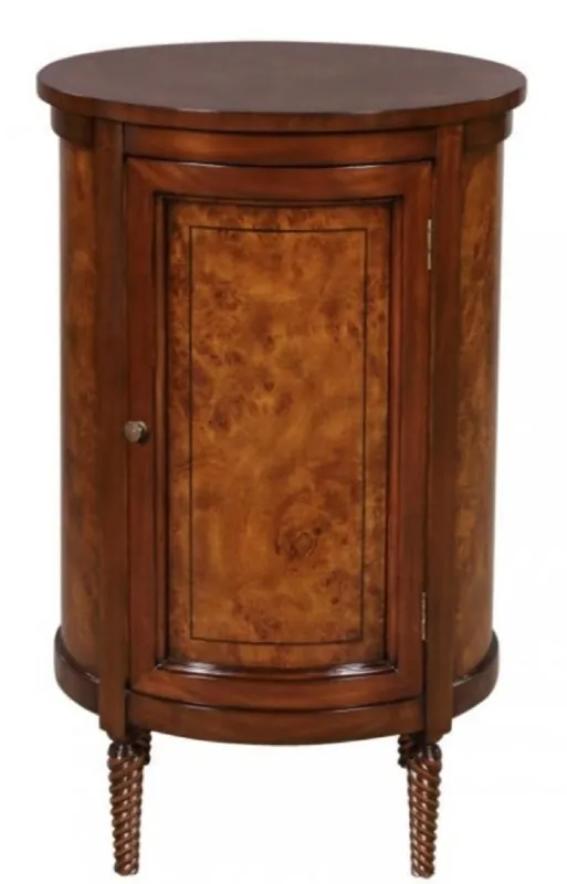 Casa Padrino Luxus Jugendstil Kommode Hellbraun / Braun Ø 57 x H. 82 cm - Kleiner Runder Schrank mit 2 Türen Preisknaller