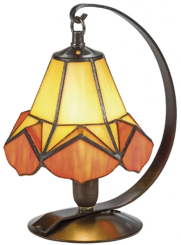 Casa Padrino Luxus Tiffany Tischleuchte Gelb / Orange Ø 15 x H. 23 cm - Handgefertigte Leuchte aus 36 Teilen Meistverkauft