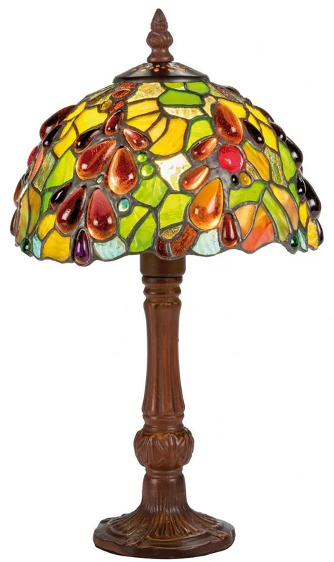Casa Padrino Luxus Tiffany Tischleuchte Mehrfarbig Ø 20 x H. 35 cm - Handgefertigte Hockerleuchte Echt