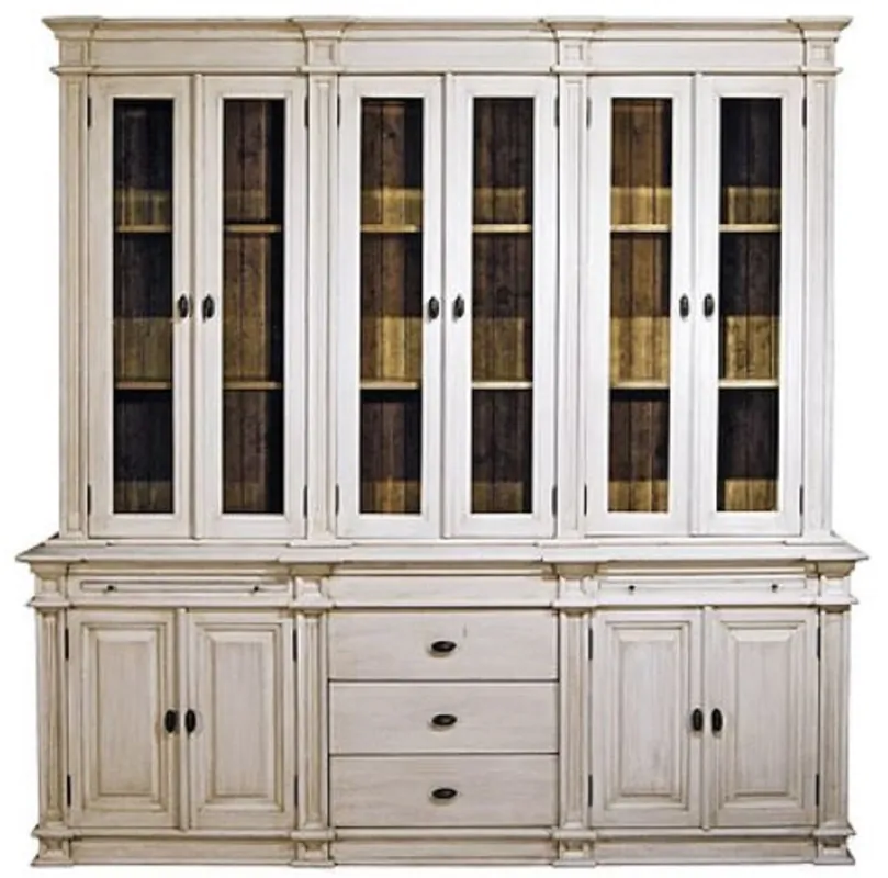 Casa Padrino Landhausstil Küchenschrank Antik Weiß / Braun 225 x 53 x H. 230 cm - 2 Teiliger Küchenschrank mit 10 Türen und 3 Schubladen Jetzt Kaufen