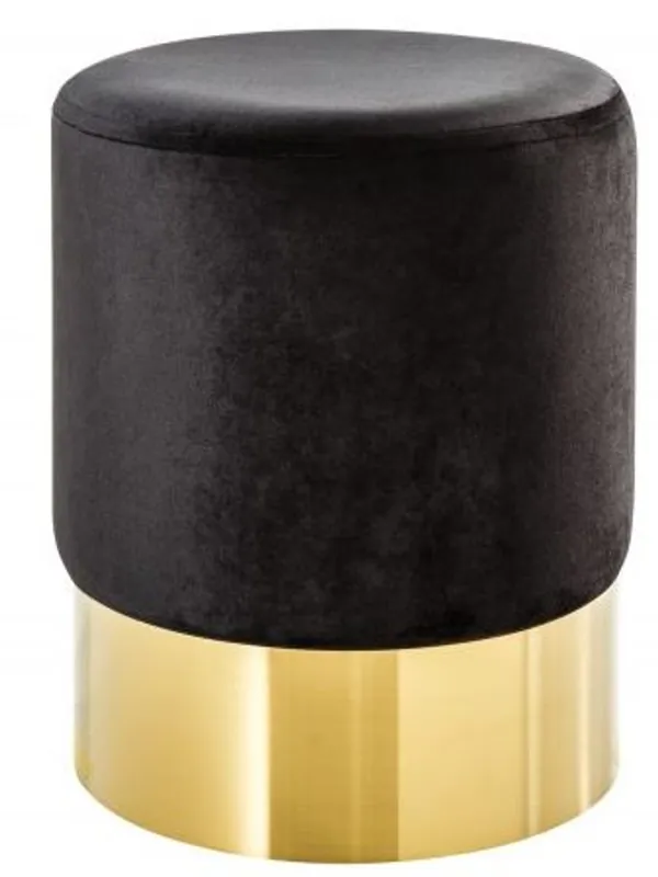 Casa Padrino Designer Rundhocker Schwarz / Gold B. 35 x H. 41 cm - Wohnzimmer Möbel Finale Aktion