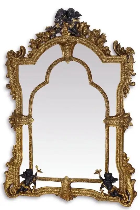 Casa Padrino Barock Spiegel Gold / Schwarz 101 x H. 138,5 cm - Prunkvoller Wandspiegel im Barockstil Markenprodukt