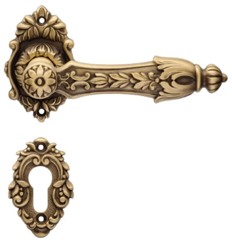 Casa Padrino Barock Türklinken Set Messing Patiniert 15,8 x H. 8,4 cm - Prunkvolle Türgriffe im Barockstil Top-Preis