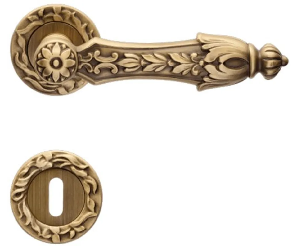 Casa Padrino Barock Türklinken Set Messing Patiniert 15,7 x H. 5,3 cm - Prunkvolle Türgriffe im Barockstil Direkt Vom Hersteller