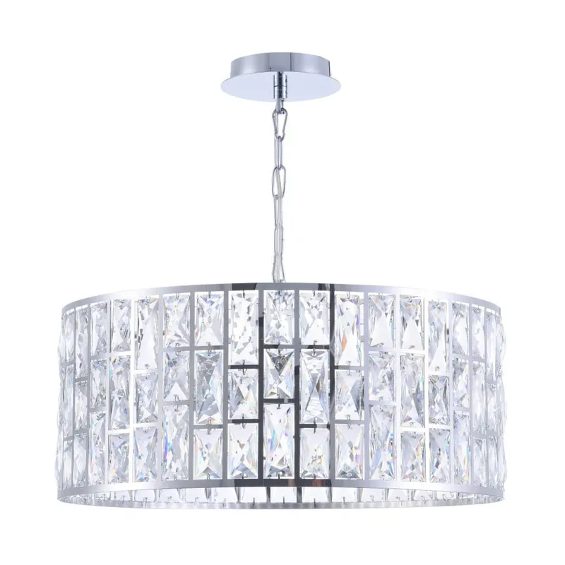 Expressversand Casa Padrino Luxus Kronleuchter Silber Ø 50 x H. 21,2 cm - Eleganter Kronleuchter mit Kristallglas