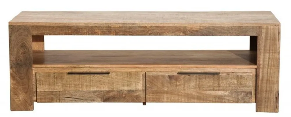 Sofort Bestellen Casa Padrino Designer Fernsehschrank Natur B.130cm x H.45cm x T.45cm - Sideboard - Kommode - Handgefertigt aus Mango Massivholz!
