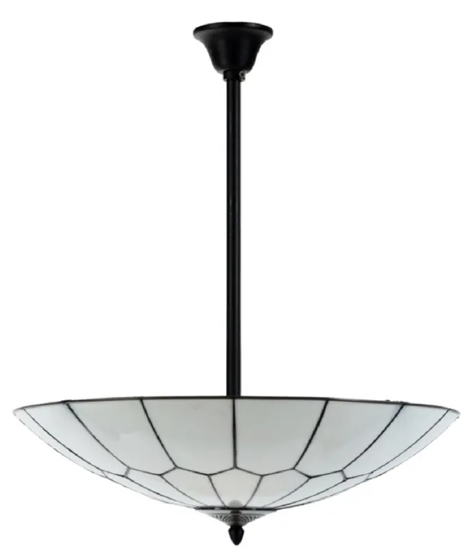 Casa Padrino Luxus Tiffany Hängeleuchte Weiß / Schwarz Ø 60 cm - Luxus Wohnzimmerlampe Heißes Angebot