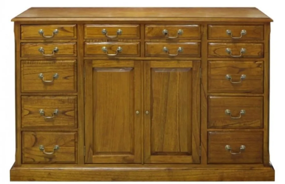 Top-Seller Casa Padrino Luxus Wohnzimmerschrank mit 2 Türen und 14 Schubladen Braun 120 x 39 x H. 80 cm - Luxus Qualität