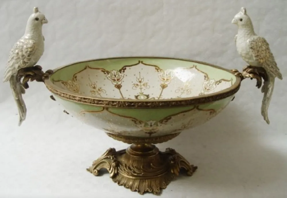 Casa Padrino Jugendstil Schale / Obstschale Mehrfarbig H. 41 cm - Barock & Jugendstil Deko Accessoires Bestpreis