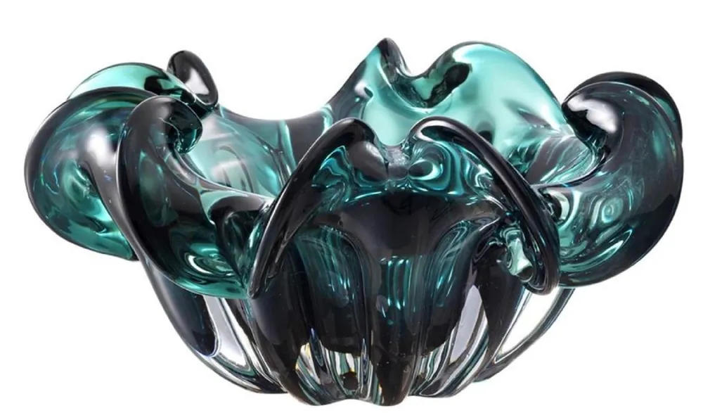 Geprüft Casa Padrino Deko Schüssel aus mundgeblasenem Glas Grün Ø 21 x H. 10 cm - Luxus Deko Accessoires