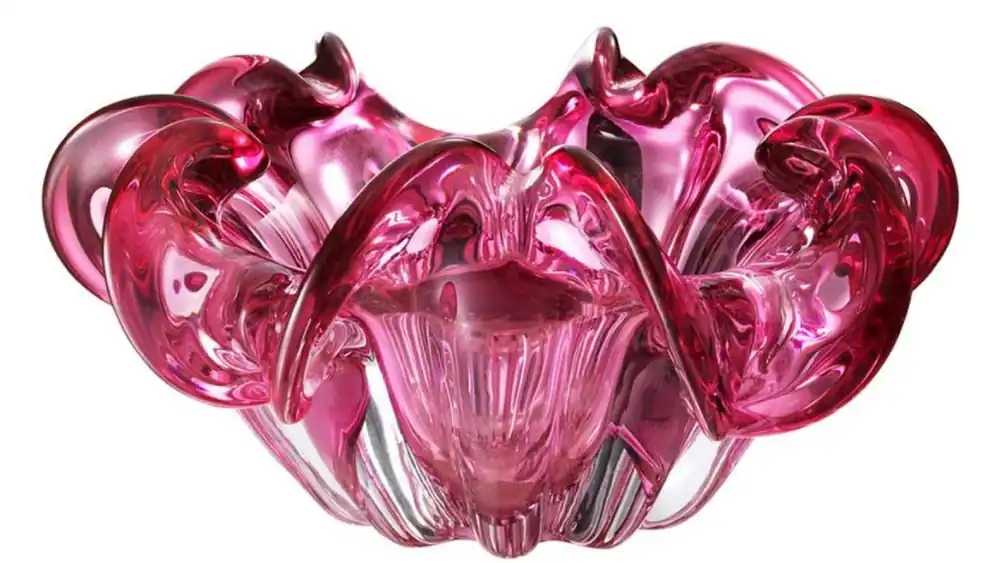Online Kaufen Casa Padrino Deko Schüssel aus mundgeblasenem Glas Pink Ø 21 x H. 10 cm - Luxus Deko Accessoires