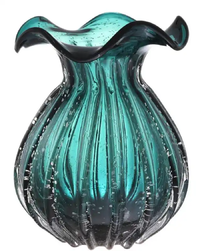 Casa Padrino Glas Vase / Blumenvase Grün Ø 26 x H. 33 cm - Luxus Wohnzimmer Deko Preisreduziert