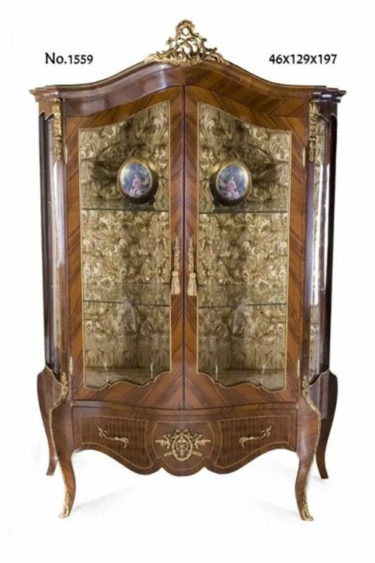 Expressversand Casa Padrino Barock Vitrine Braun - Wohnzimmer Möbel Vitrinenschrank