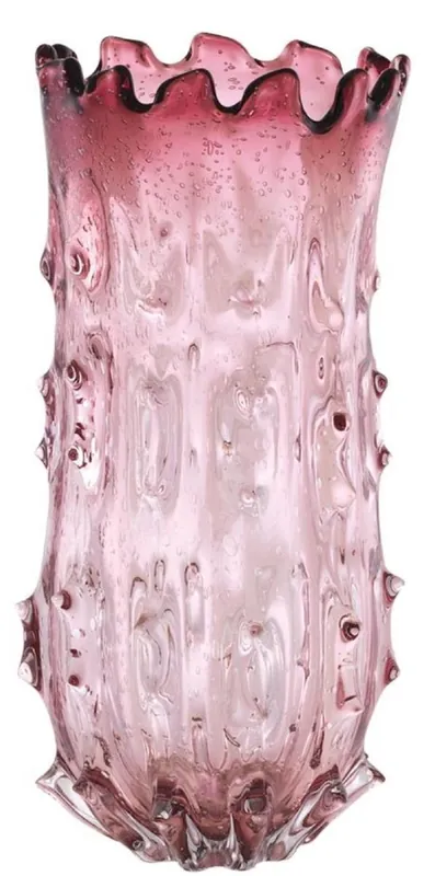 Casa Padrino Luxus Deko Glas Vase Blassrosa Ø 24 x H. 42 cm - Designer Blumenvase Highlight