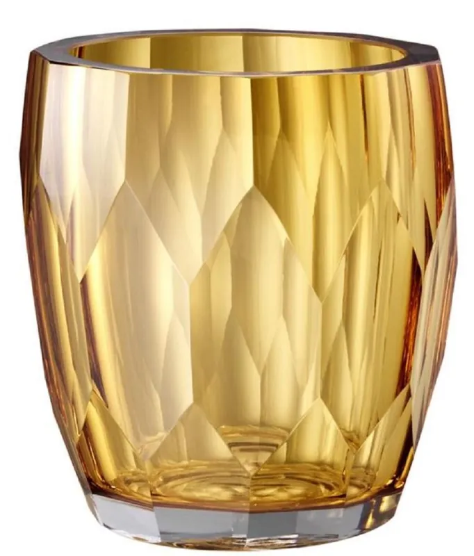 Highlight Casa Padrino Luxus Deko Glas Vase Gelb Ø 12 x H. 14 cm - Luxus Qualität