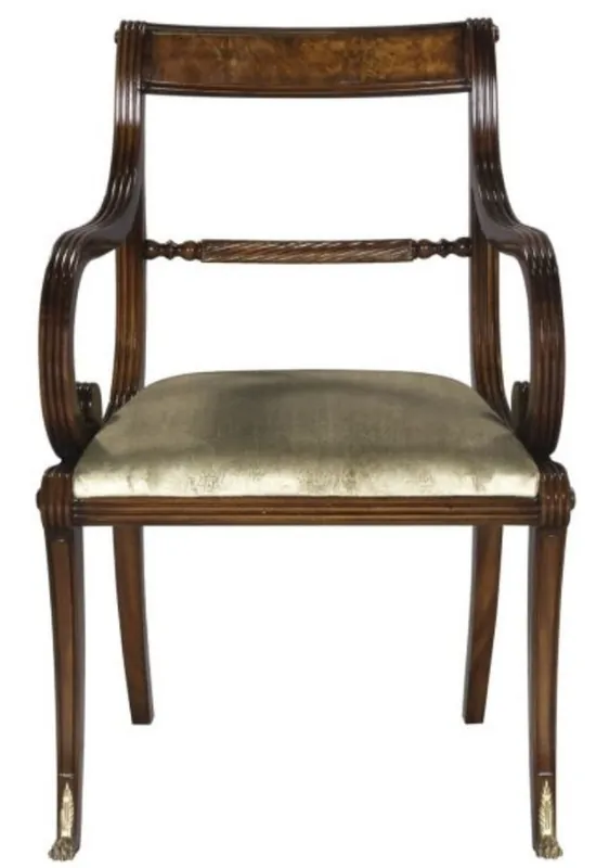 Casa Padrino Luxus Barock Esszimmerstuhl mit Armlehnen Braun / Gold 59 x 57 x H. 88 cm - Luxus Qualität Saisonangebot