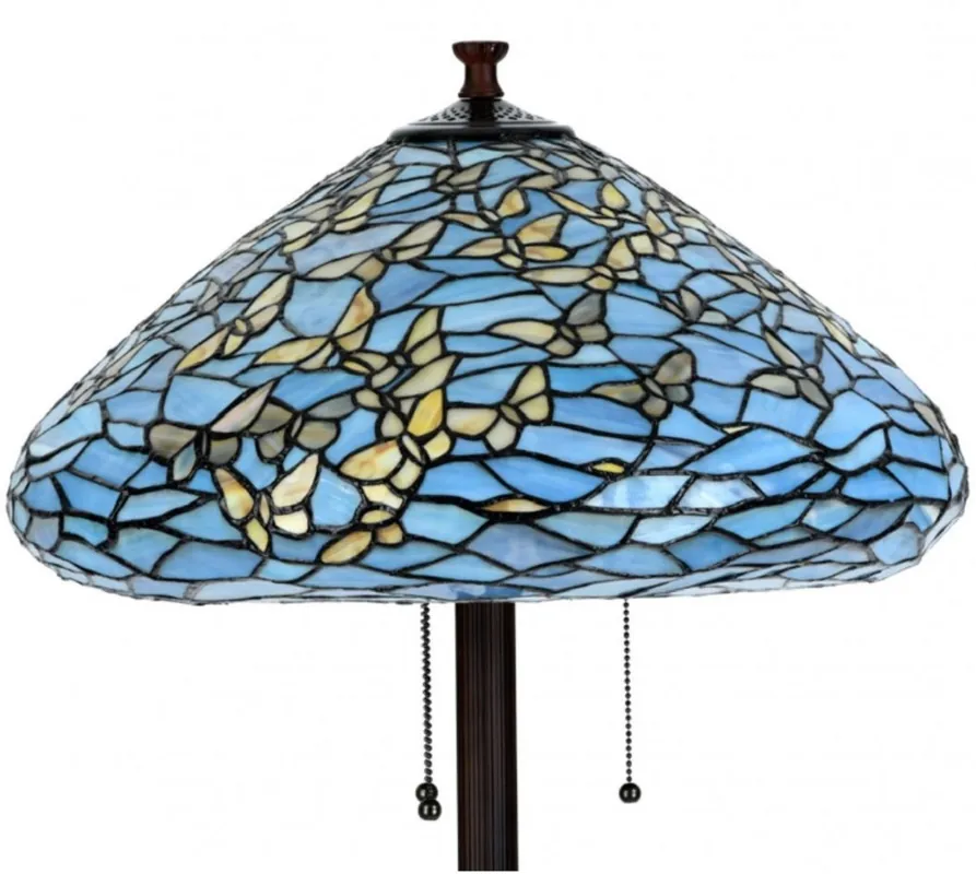 Casa Padrino Luxus Tiffany Stehleuchte Schmetterlinge Blau / Mehrfarbig Ø 50 x H. 160 cm - Handgefertigte Stehlampe Top-Preis