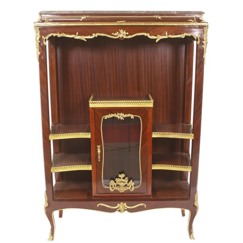 Casa Padrino Barock Vitrine Bücherschrank - Barock Möbel - Vitrinenschrank 100 x 44 x H 150cm - Wohnzimmerschrank Schrank Mahagoni / Gold Knallerangebot