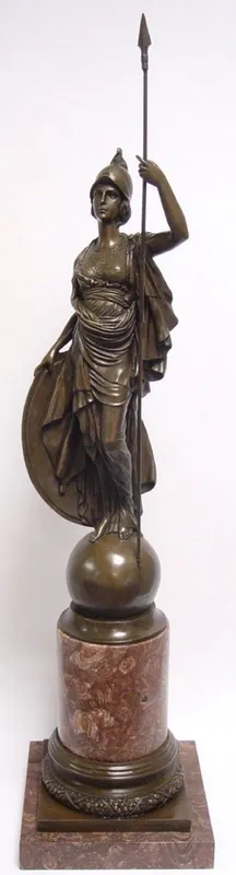 Casa Padrino Luxus Bronzefigur Athena Giustiniani Bronze / Rot 25,5 x H. 105,5 cm - Prunkvolle Dekofigur mit Marmorsockel Jetzt Bestellen
